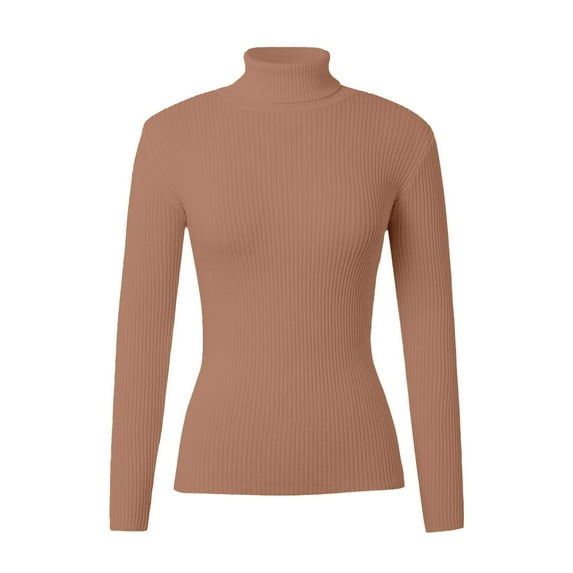 Sweater for Women Ribbed Knitted Long Sleeve Shirts Solid Turtleneck Slim Fit 2025 Fall Outfits