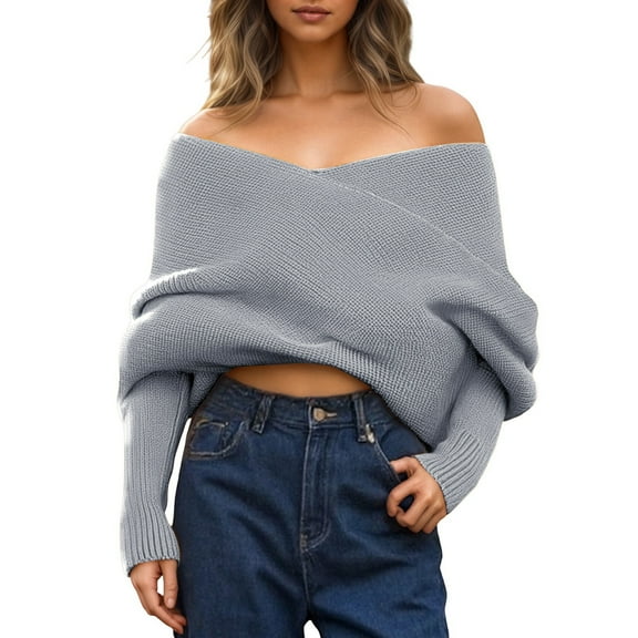 Sweater for Women Solid Elegant Knitted Scarf Shawls With Sleeve Off Shoulder Winter Sweaters