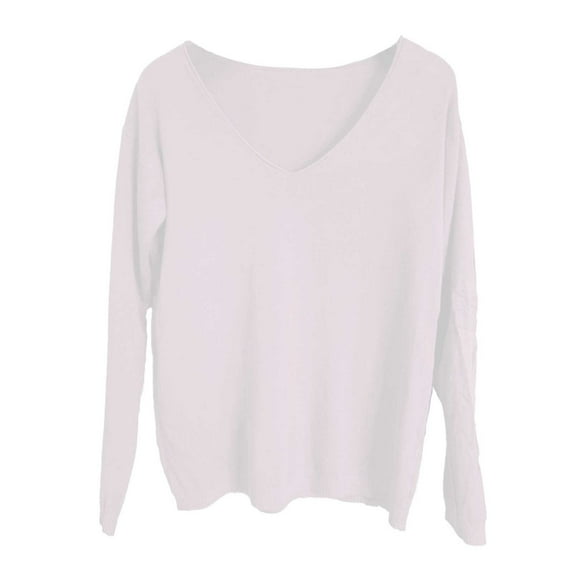 Sweater for Women Spring Fall V Neck Knit Sweaters Loose Fit Versatile Solid Layering Tops Sweater Beige M