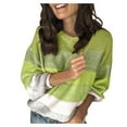 thumbnail image 1 of Sweater for Women Stripe Patchwork Knitted Warm Long Sleeve Crew Neck Casual Cozy Sweaters, 1 of 1