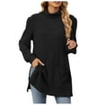 thumbnail image 1 of Sweater for Women Turtleneck Side Split Ribbed Knit Solid Long Sleeve Tunic With Pocket Warm Sweaters, 1 of 1