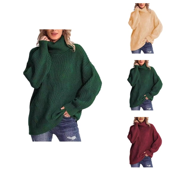 Sweater for Women, Turtleneck Sweaters for Women, Loose Knit Pattern Pullover, Long Sleeve for Casual