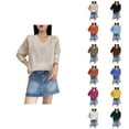 thumbnail image 1 of Sweater for Women, V Neck Sweaters for Women, Lightweight Knit Pullover Top, Long Sleeve Casual Fall Top for Everyday Style and Wear, 1 of 4