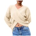 thumbnail image 1 of Sweater for Women, V Neck Sweaters for Women, Solid Color Knit Crop Top, Long Sleeve for Fashion Wear, 1 of 5