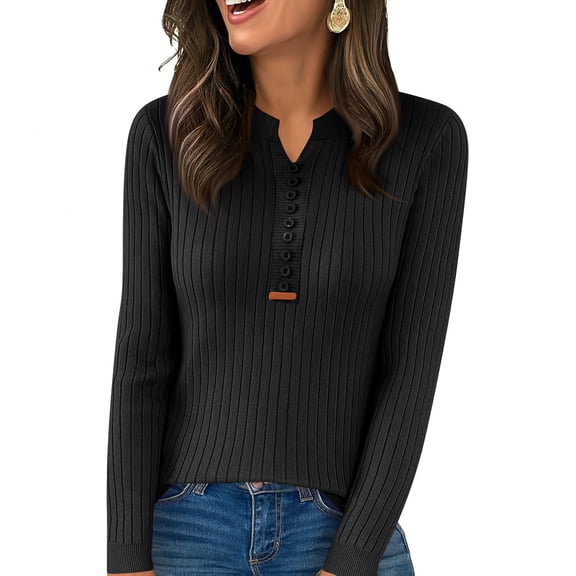 Sweater for Women Winter Clothing Long Sleeve Shirts Fall Fashion Comfiest Airport Outfits Trendy Black 2XL