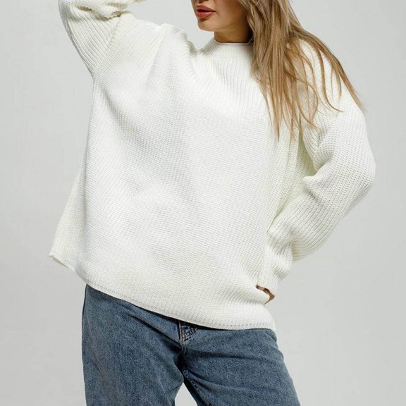 Sweater for Women Women's Autumn and Winter Round Neck Pullover Loose Long Sleeved Sweater Jacket