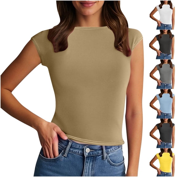 Sweater for Womens Short Sleeve Sweater Mock Neck Summer Casual Basic Knit Slim Fitted Pullover Tops Shirt