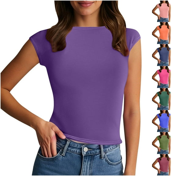 Sweater for Womens Short Sleeve Sweater Mock Neck Summer Casual Basic Knit Slim Fitted Pullover Tops Shirt