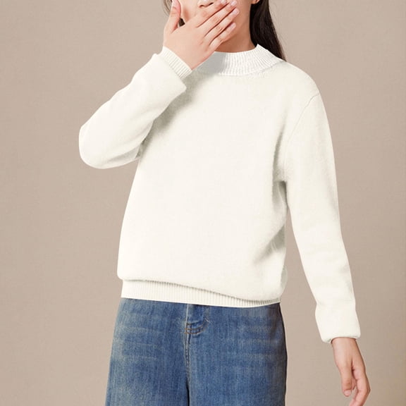 Sweaters for Boys 10-14, Children's Winter Solid Color Long Adding Velvet And Thickening Sleeved Casual Long Sleeved Half High Collar Sweater For Kids, Fall Sweaters(8-9Years)