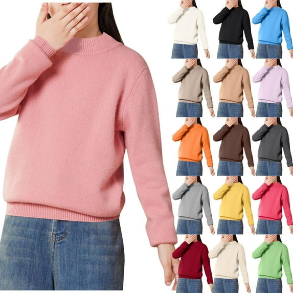 Sweaters for Boys Size 6, Children's Winter Solid Color Long Adding Velvet And Thickening Sleeved Casual Long Sleeved Half High Collar Sweater For Kids, Fall Sweaters Plus Size(3-4Years)