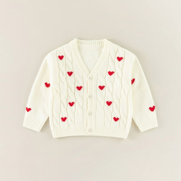Sweaters Button Down Long Sleeve White Knit Cardigan Sweater Baby Girl Warm Winter Girl Clothes 3-4 Years