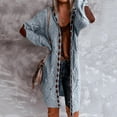 thumbnail image 1 of Sweaters Cardigans for Women with Hood Plus Size S-5X Open Front Knitted Coats Casual Long Sleeve Color Block Knee Length Outerwear Sweater, 1 of 7