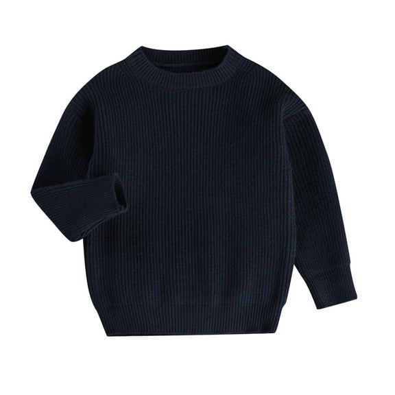 Sweaters For Boys Baby Girl Boy Knit Sweater Blouse Pullover Sweatshirt Warm Crewneck Long Sleeve Tops For Toddler 12 Months-18 Months Navy