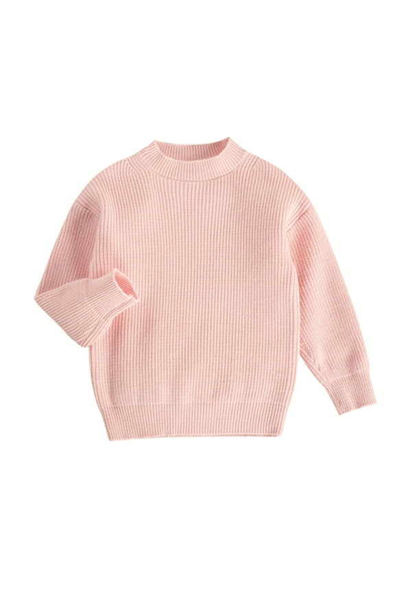 Sweaters For Boys Baby Girl Boy Knit Sweater Blouse Pullover Sweatshirt Warm Crewneck Long Sleeve Tops For Toddler 18 Months-24 Months Pink