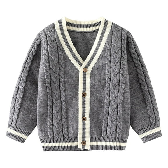 Sweaters For Boys Toddler Boys Girls Winter Long Sleeve Solid Knit Sweater Base Warm Sweater For Children Clothes 18 Months-24 Months Grey