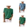 thumbnail image 1 of Sweaters For Casual Crew Neck Loose Fit Short Sleeve Sweater Blend, 1 of 4
