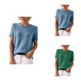 thumbnail image 1 of Sweaters For Casual Crew Neck Loose Fit Short Sleeve Sweater Blend, 1 of 4