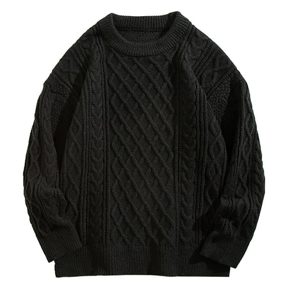 Sweaters For Men Winter New Round Neck Solid Color Versatile Knitted Thick Bottom Knitted Coat
