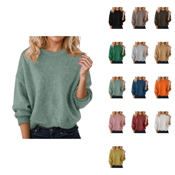 Sweaters For Round Neck Long Sleeve Pullover Warm Lightweight Winter Cozy Knitted Sweater