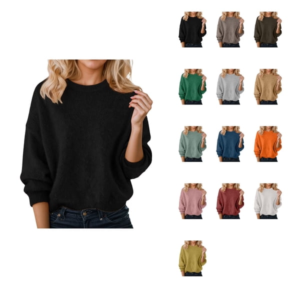 Sweaters For Round Neck Long Sleeve Pullover Warm Lightweight Winter Cozy Knitted Sweater