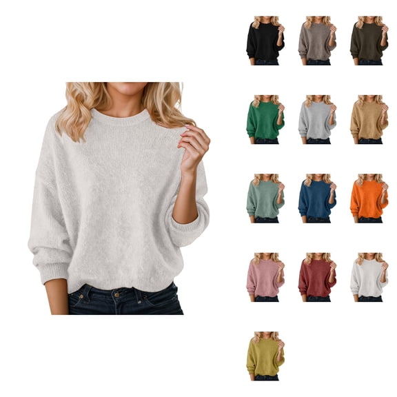 Sweaters For Round Neck Long Sleeve Pullover Warm Lightweight Winter Cozy Knitted Sweater