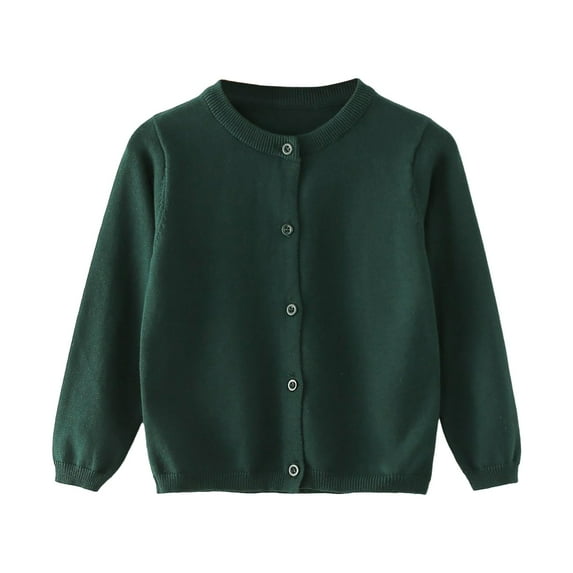 Sweaters For Teen Girls Girls Cardigan Girls Cardigan School Uniform Sweater Knit Button Jacket Long Sleeve Cotton Sweaters Green 5-6 Years