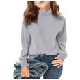 thumbnail image 1 of Sweaters For Teens Preppy Toddler Teen Girl Knit Sweater Turtleneck Blouse Pullover Cute Long Sleeve Tops Casual Loose Soft Sweaters Clothes, 1 of 9