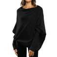 thumbnail image 1 of Sweaters For Women Asymmetric Draped Jumper Long Batwing Sleeve Off The Shoulder Slouchy Knit Pullover L Womens Sweaters, 1 of 7