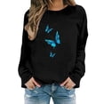 thumbnail image 1 of Sweaters For Women Butterfly Print Casual Fashion Long Sleeve Crew Neck Pullover Sweatshirt Top L Womens Sweaters, 1 of 4
