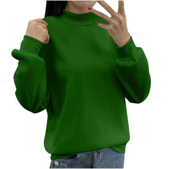 Sweaters For Women Casual Fleece Turtleneck Reverse Seam Fuzzy Crop Pullover Sweatshirt 4Xl Womens Sweaters