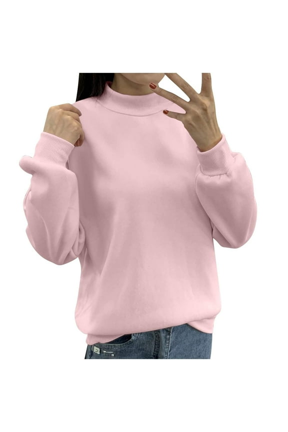 Sweaters For Women Casual Fleece Turtleneck Reverse Seam Fuzzy Crop Pullover Sweatshirt Xl Womens Sweaters