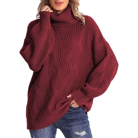 Sweaters For Women Casual Loose Turtleneck Knitted Long Sleeve Pullover Sweater Top For Autumn And Winter M Womens Sweaters