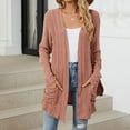 thumbnail image 1 of Women Sweater Clearance Soft Comfy Sweater Long Sleeve Elegant Solid With Pockets Cardigan Pink M, 1 of 6
