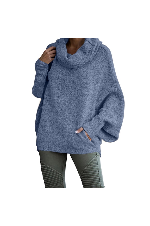 Sweaters For Women Cowl Neck Batwing Long Sleeve With Pockets Casual Turtleneck Jumper Pullover Top L Womens Sweaters