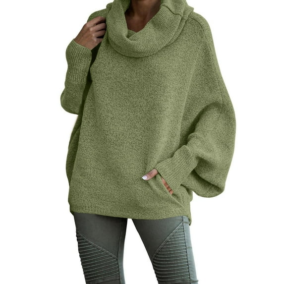 Sweaters For Women Cowl Neck Batwing Long Sleeve With Pockets Casual Turtleneck Jumper Pullover Top L Womens Sweaters