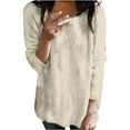 thumbnail image 1 of Sweaters For Women Crew Neck Plush Top Long Sleeve Thin Fashion Pullover Sweater Polyester Beige Size S-5Xl Oversized Sweaters For Women, 1 of 5