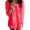 thumbnail image 1 of Sweaters For Women Crew Neck Plush Top Long Sleeve Thin Fashion Pullover Sweater Polyester Red Size S-5Xl Oversized Sweaters For Women, 1 of 5