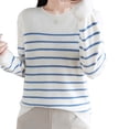 thumbnail image 1 of Sweaters For Women Crewneck Long Sleeved Striped Pullover Sweatshirt Lightweight Loose Fit Fashion Top 2Xl Womens Sweaters, 1 of 4