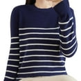 thumbnail image 1 of Sweaters For Women Crewneck Long Sleeved Striped Pullover Sweatshirt Lightweight Loose Fit Fashion Top L Womens Sweaters, 1 of 4