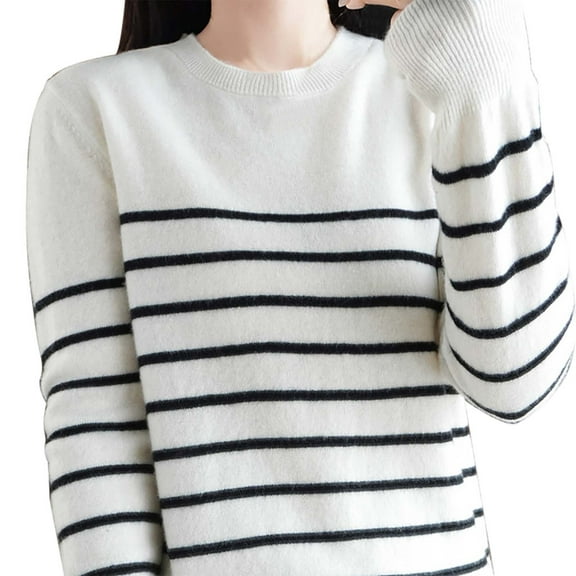 Sweaters For Women Crewneck Long Sleeved Striped Pullover Sweatshirt Lightweight Loose Fit Fashion Top L Womens Sweaters