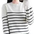 thumbnail image 1 of Sweaters For Women Crewneck Long Sleeved Striped Pullover Sweatshirt Lightweight Loose Fit Fashion Top Xl Womens Sweaters, 1 of 4