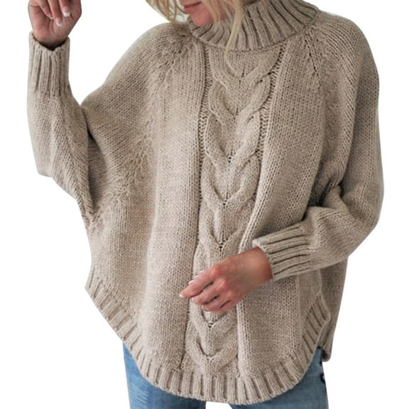 Sweaters For Women Dough Loose Bat Sleeve Half High Neck Knitting Casual Comfortable Sweater Top Xl Womens Sweaters