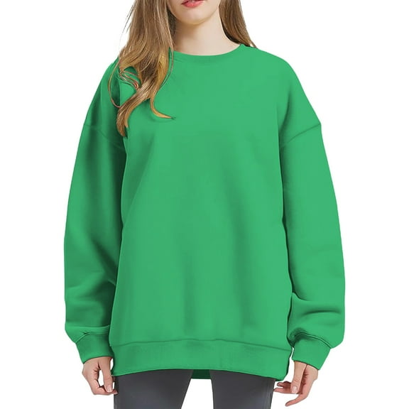 Sweaters For Women Fashionable Casual Solid Color Pullover Sweatshirt Long Sleeved Comfy Basic Top 4Xl Womens Sweaters