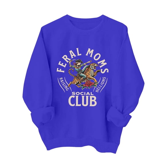 Sweaters For Women Feral Moms Social Club Graphic Pullover Sweatshirt Skin-Friendly Soft Casual Daily Wear M Womens Sweaters
