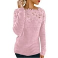 thumbnail image 1 of Sweaters For Women Floral Lace Patchwork Crewneck Knit Pullover Sweater Long Sleeve Casual Solid Color Top 5Xl Womens Sweaters, 1 of 6