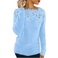 thumbnail image 1 of Sweaters For Women Floral Lace Patchwork Crewneck Knit Pullover Sweater Long Sleeve Casual Solid Color Top 5Xl Womens Sweaters, 1 of 6