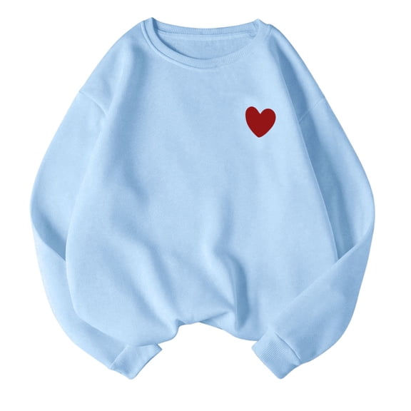 Sweaters For Women Heart Pattern Crewneck Pullover Sweatshirt Casual Long Sleeved Top For Fall And Winter M Womens Sweaters