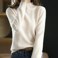 thumbnail image 1 of Sweaters For Women High Collar Knitted Sweater Autumn And Winter Short Pullover Solid Color Loose Thickened Bottom Shirt Fall Clothes ,Beige, 1 of 3