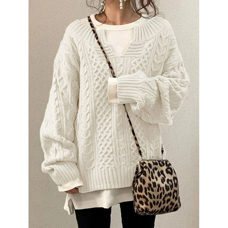 Ladies white pullover sweaters shop