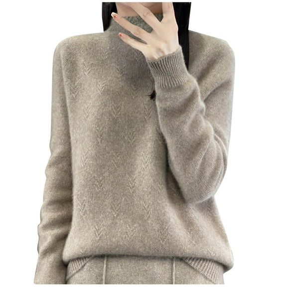 Sweaters For Women Lightweight Sevevn Women's Wool Seamless Sweater Mock Neck Long Sleeve Knitted Pullover Tops